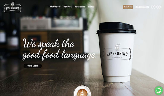 Rise Grind Coffee Co. Homepage